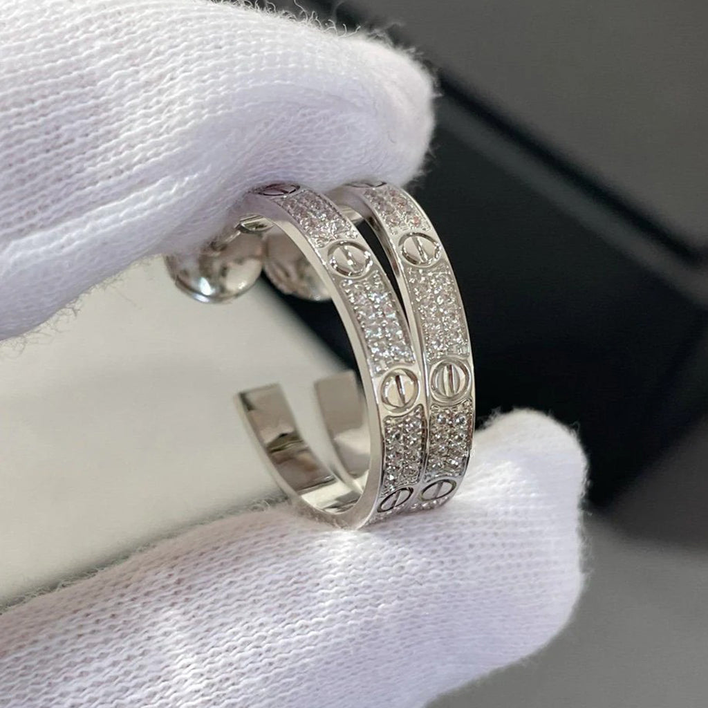 [AuraEcho]LOVE EARRINGS 3.6MM DIAMOND PAVED