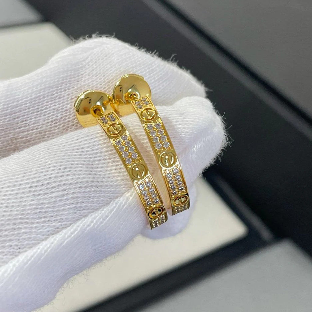 [AuraEcho]LOVE EARRINGS 3.6MM DIAMOND PAVED