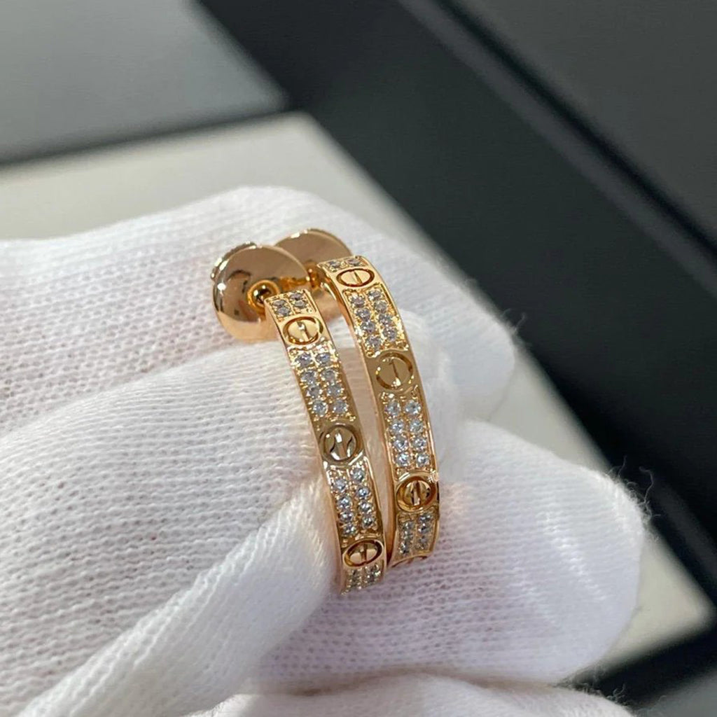 [AuraEcho]LOVE EARRINGS 3.6MM DIAMOND PAVED