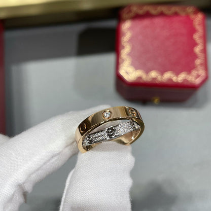 [AuraEcho]LOVE PINK GOLD SILVER DIAMOND DOUBLE RING