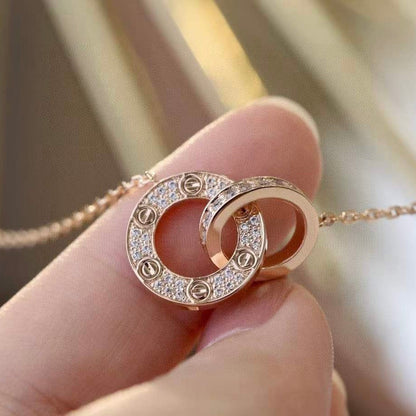[AuraEcho]LOVE  FULL DIAMOND PENDANT NECKLACE