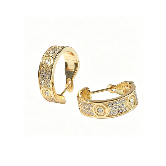 [AuraEcho]LOVE 5.5MM DIAMOND PAVED EARRINGS