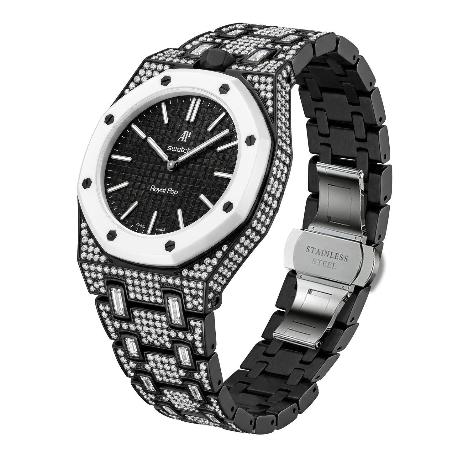 Royal Oak Pop Exclusive Bioceramic Case & Bioceramic Strap Full Diamond