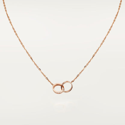 [AuraEcho]LOVE DOUBLE RING HALF DIAMOND NECKLACE