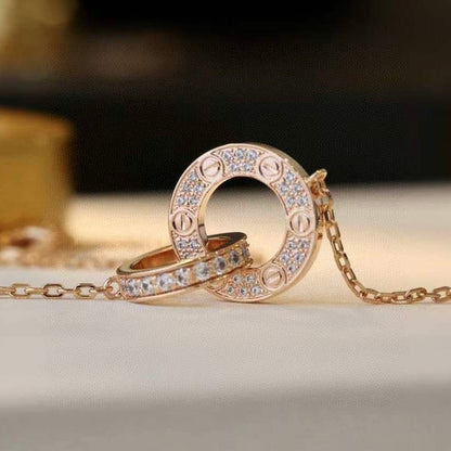 [AuraEcho]LOVE  FULL DIAMOND PENDANT NECKLACE