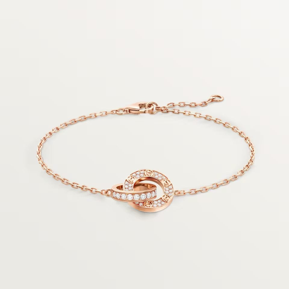[AuraEcho]LOVE DOUBLE RING FULL DIAMOND BRACELET