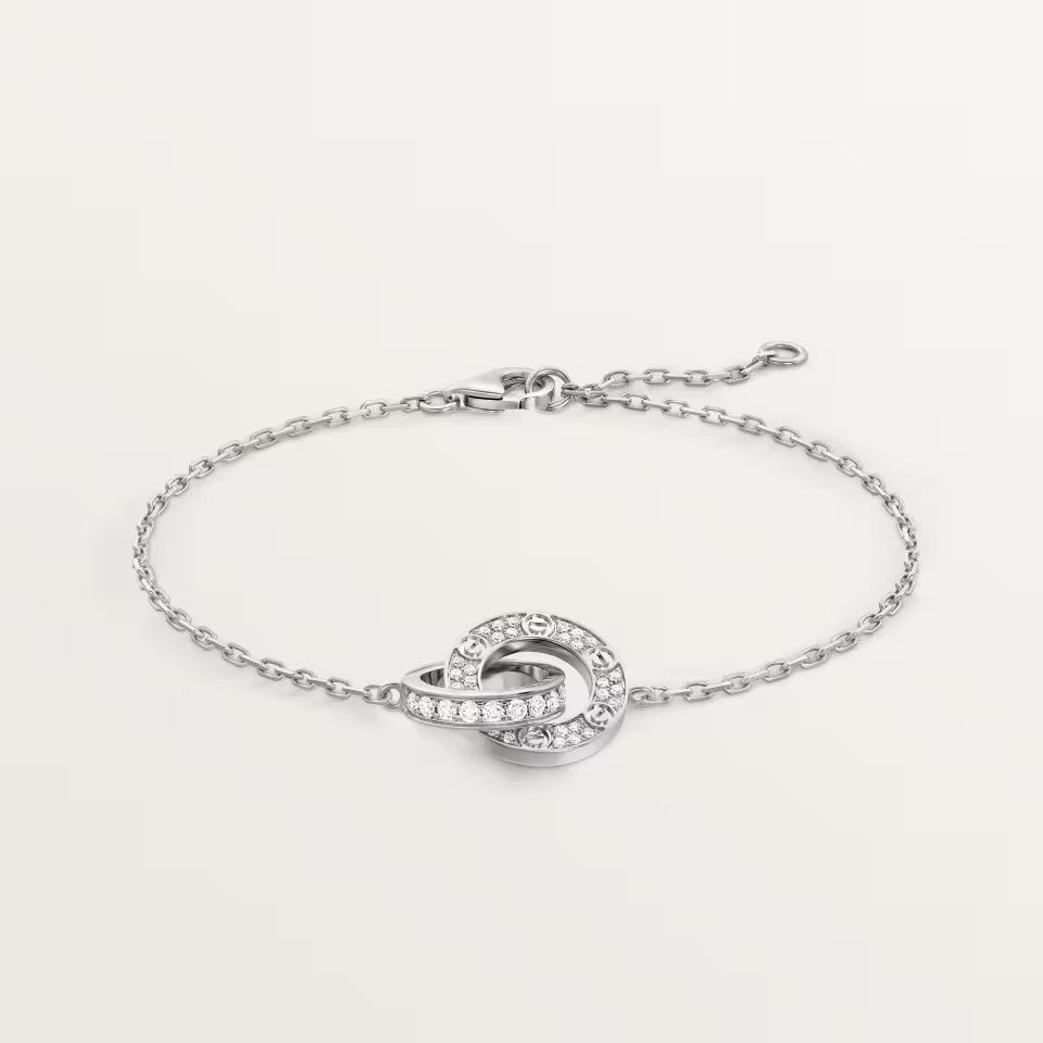 [AuraEcho]LOVE DOUBLE RING FULL DIAMOND BRACELET