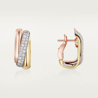 [AuraEcho]TRINITY HALF DIAMOND  CUSHION EARRINGS
