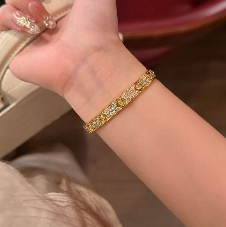[AuraEcho]LOVE BRACELET 6.1MM DIAMOND-PAVED 10 BIG DIAMONDS