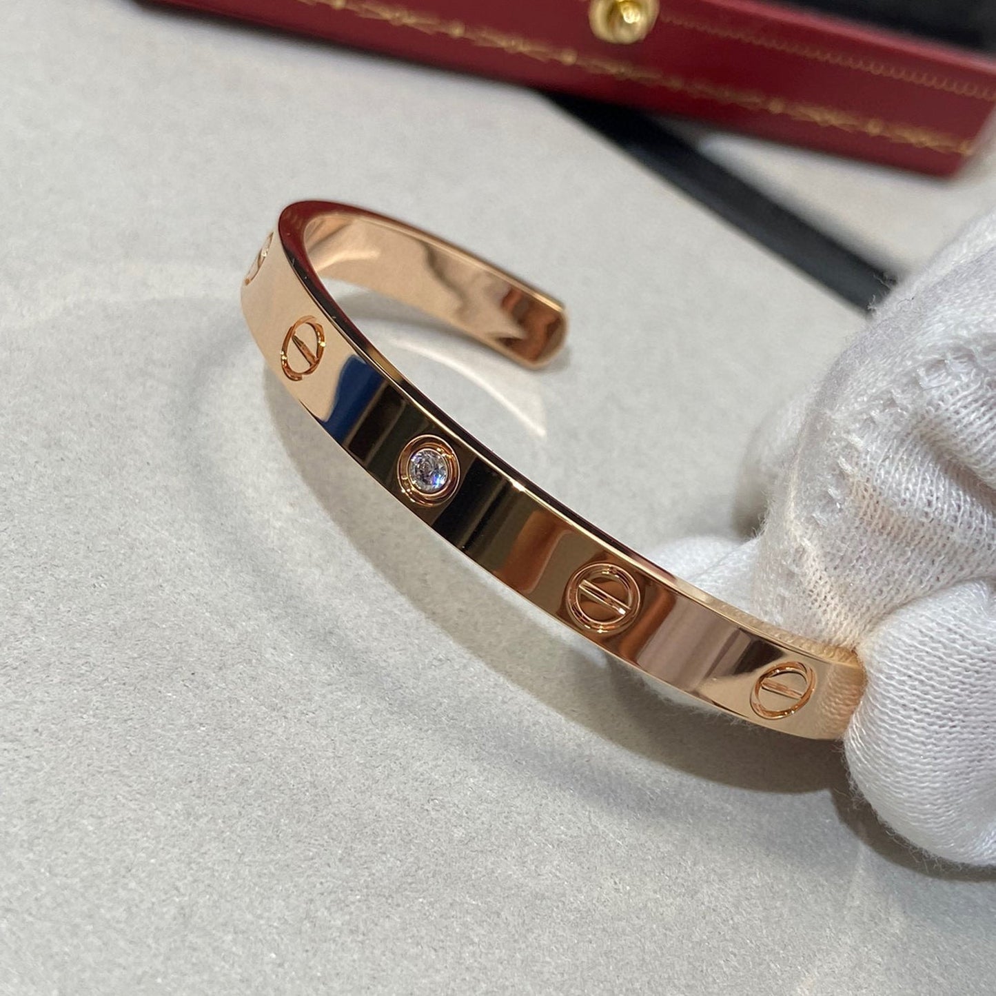 [AuraEcho]LOVE BRACELET 6.1MM 1 DIAMOND OPEN CUFF