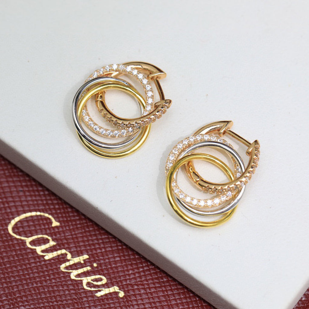 [AuraEcho]TRINITY HALF DIAMOND  EARRINGS