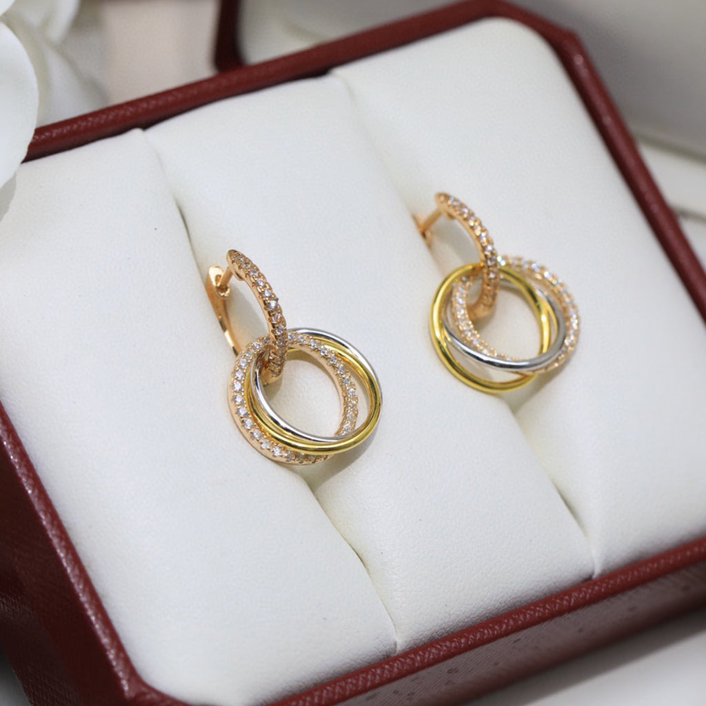 [AuraEcho]TRINITY HALF DIAMOND  EARRINGS