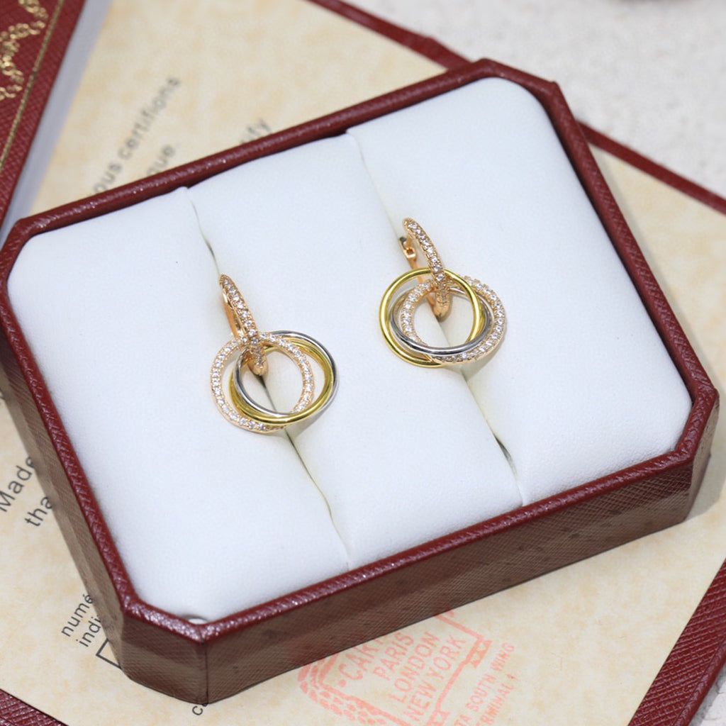 [AuraEcho]TRINITY HALF DIAMOND  EARRINGS