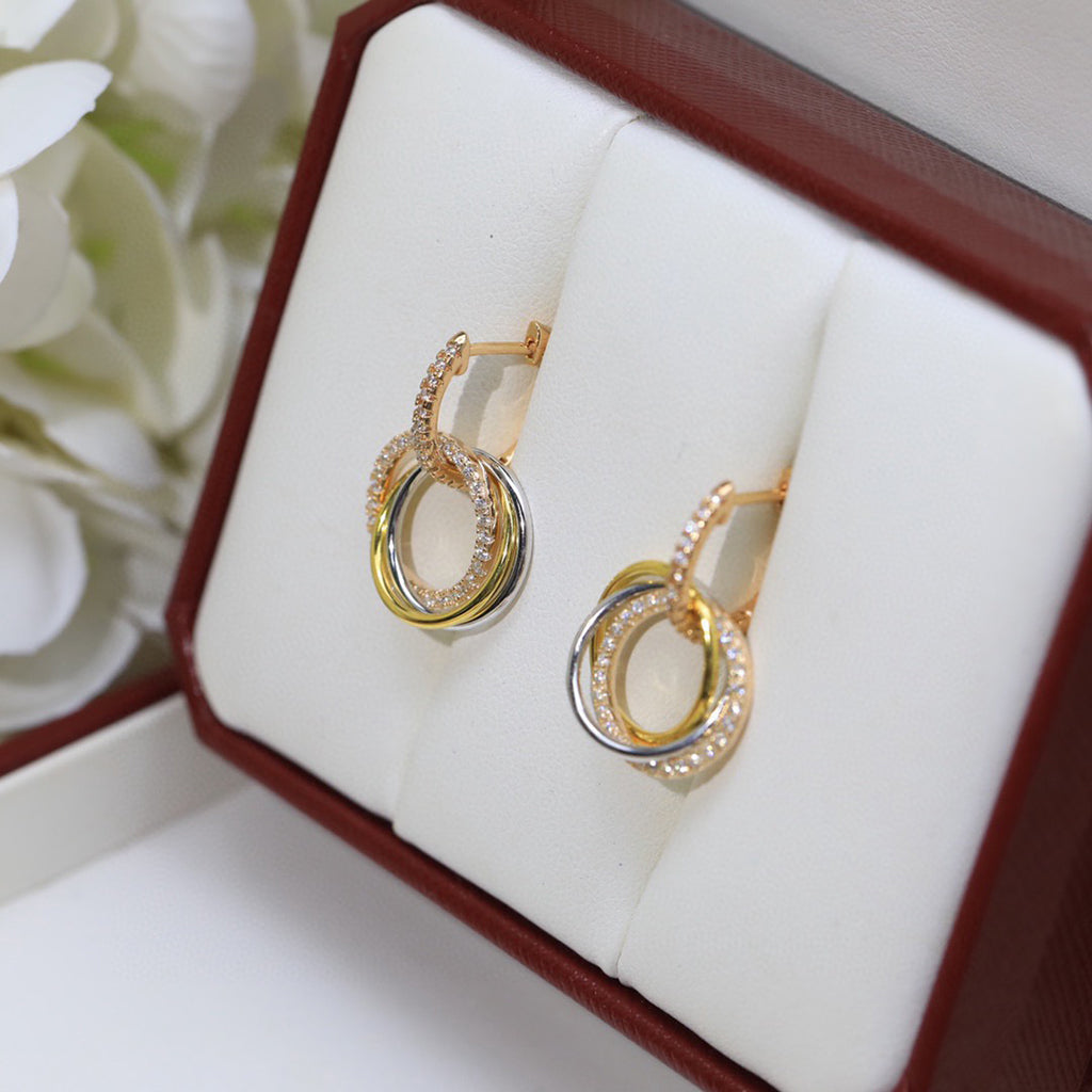 [AuraEcho]TRINITY HALF DIAMOND  EARRINGS