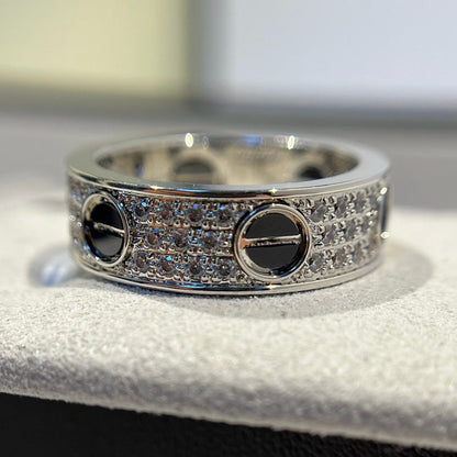 [AuraEcho]LOVE RING 5.5MM DIAMONDS PAVED CERAMIC