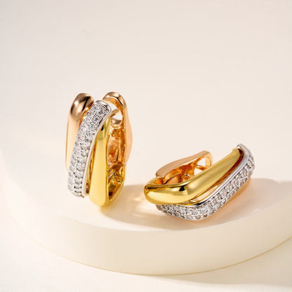 [AuraEcho]TRINITY HALF DIAMOND  CUSHION EARRINGS