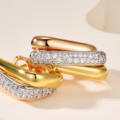 [AuraEcho]TRINITY HALF DIAMOND  CUSHION EARRINGS