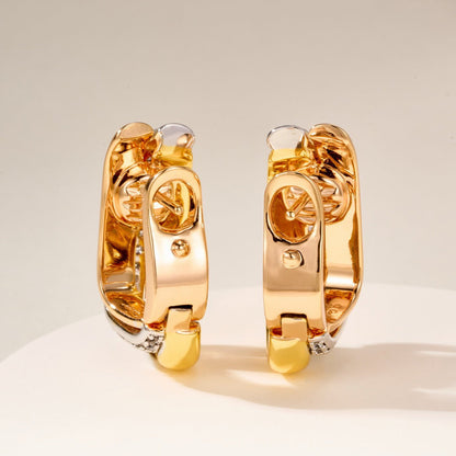 [AuraEcho]TRINITY HALF DIAMOND  CUSHION EARRINGS