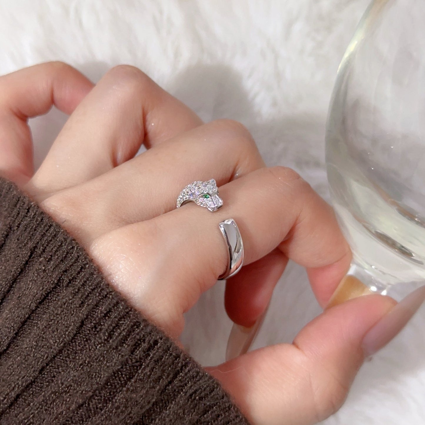 [AuraEcho]PANTHERE HALF DIAMOND SMALL RING