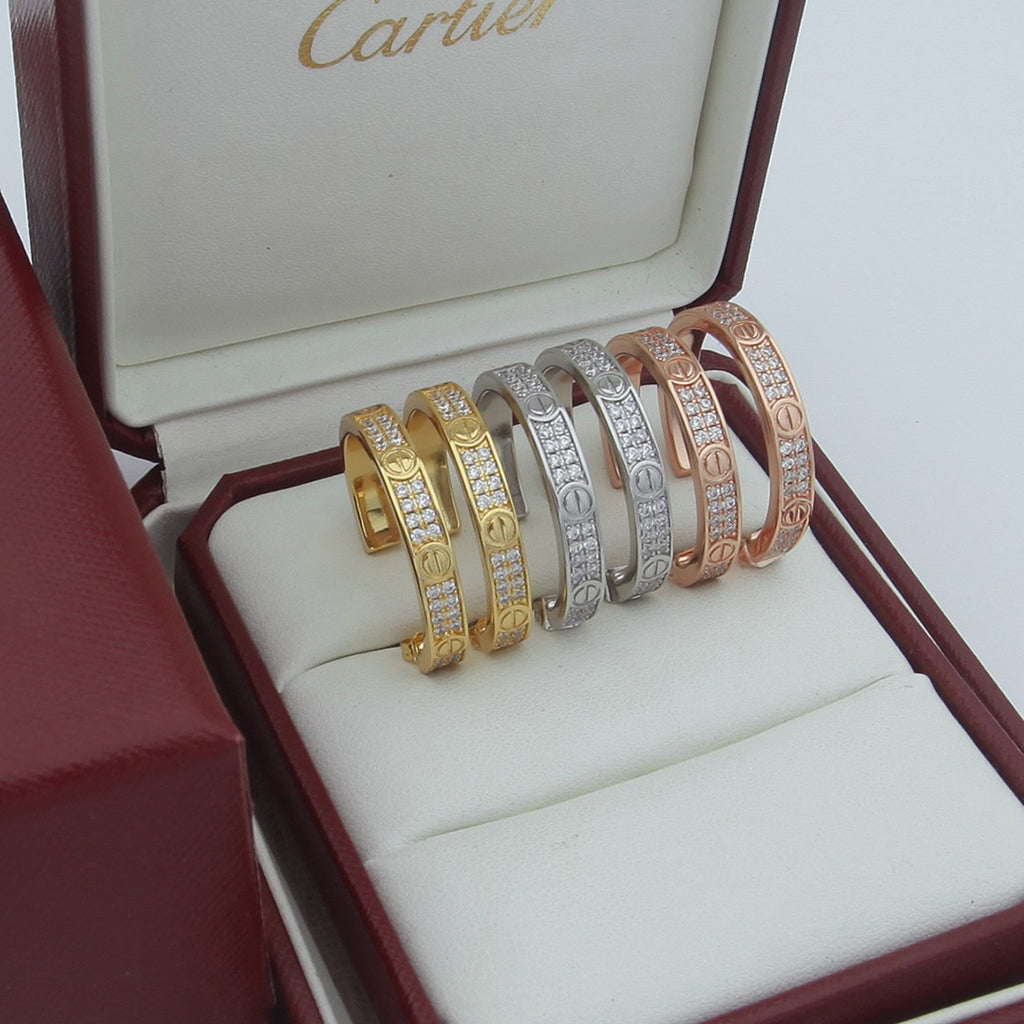 [AuraEcho]LOVE EARRINGS 3.6MM DIAMOND PAVED