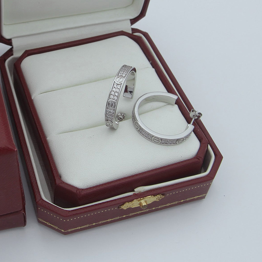 [AuraEcho]LOVE EARRINGS 3.6MM DIAMOND PAVED