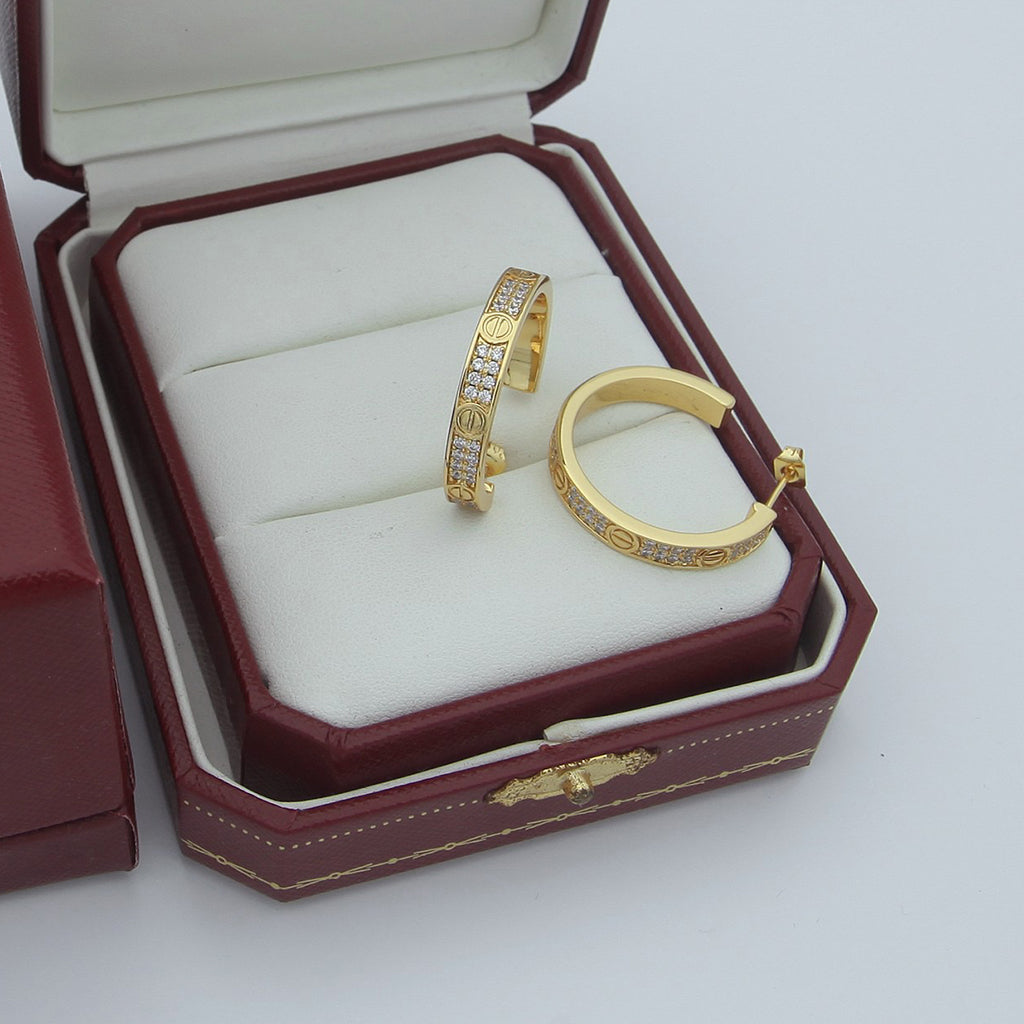 [AuraEcho]LOVE EARRINGS 3.6MM DIAMOND PAVED