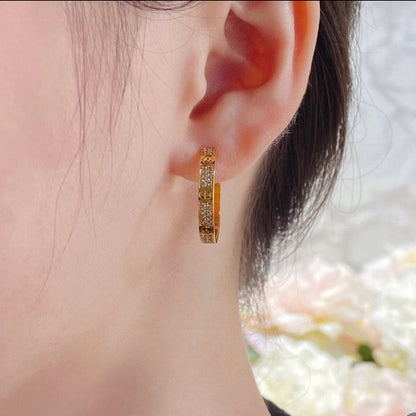 [AuraEcho]LOVE EARRINGS 3.6MM DIAMOND PAVED