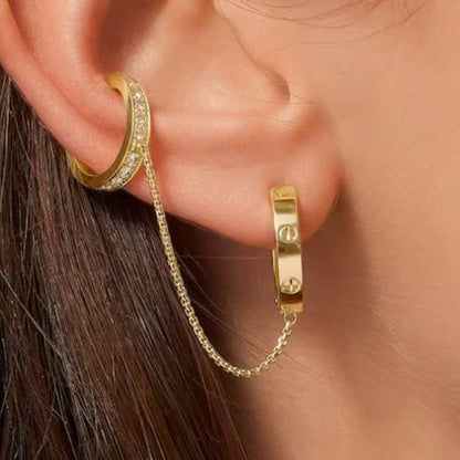 [AuraEcho]LOVE 3.0MM HALF DIAMOND EARRINGS