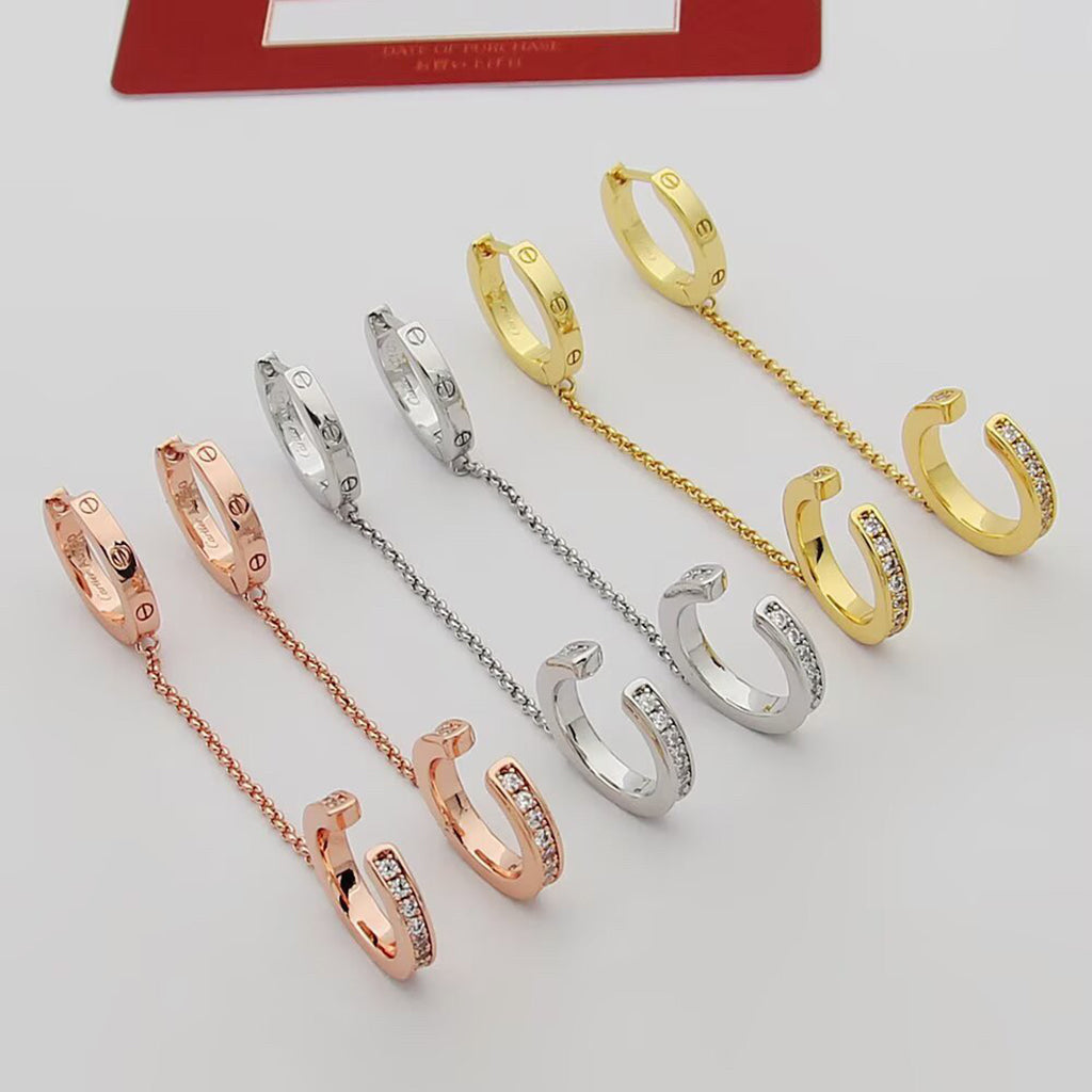 [AuraEcho]LOVE 3.0MM HALF DIAMOND EARRINGS