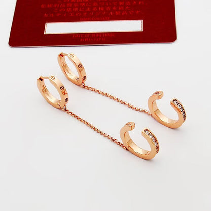 [AuraEcho]LOVE 3.0MM HALF DIAMOND EARRINGS