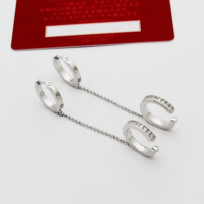 [AuraEcho]LOVE 3.0MM HALF DIAMOND EARRINGS