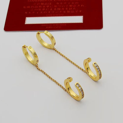 [AuraEcho]LOVE 3.0MM HALF DIAMOND EARRINGS