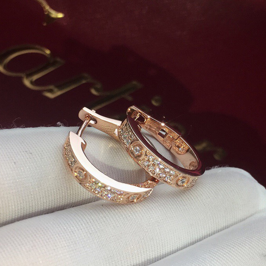 [AuraEcho]LOVE 5.5MM DIAMOND PAVED EARRINGS