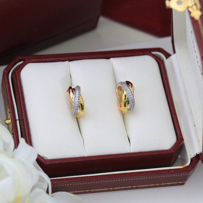 [AuraEcho]TRINITY HALF DIAMOND  CLASSIC EARRINGS