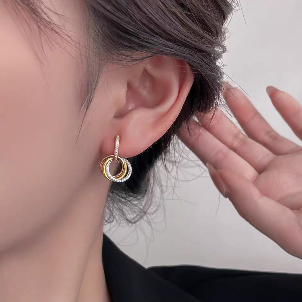 [AuraEcho]TRINITY HALF DIAMOND  EARRINGS