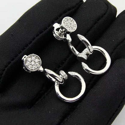 [AuraEcho]JUSTE HALF DIAMOND DOUBLE EARRINGS