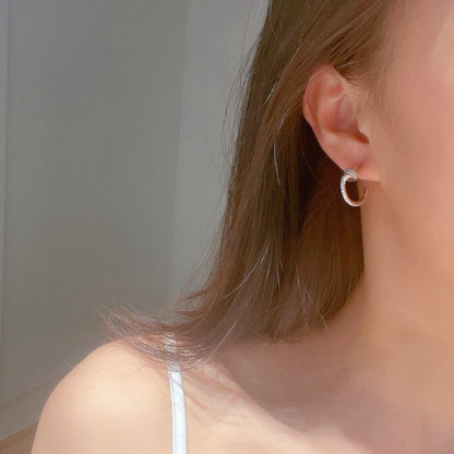 [AuraEcho]JUSTE FULL DIAMOND DOUBLE EARRINGS