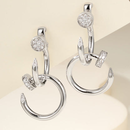 [AuraEcho]JUSTE HALF DIAMOND DOUBLE EARRINGS