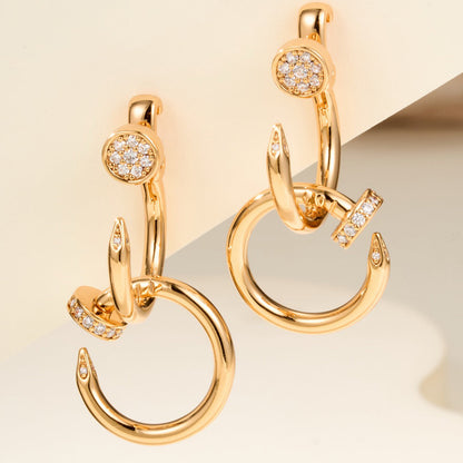 [AuraEcho]JUSTE HALF DIAMOND DOUBLE EARRINGS