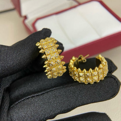 [AuraEcho]CLASH 9.2MM FULL DIAMOND DOUBLE ROW EARRINGS