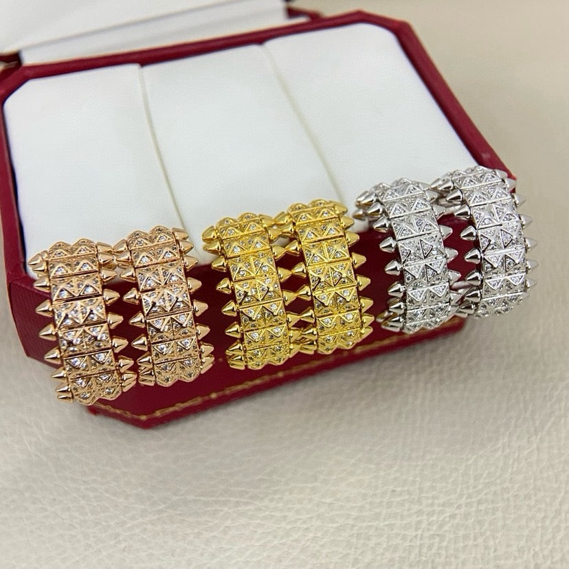 [AuraEcho]CLASH 9.2MM FULL DIAMOND DOUBLE ROW EARRINGS