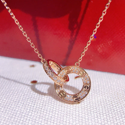 [AuraEcho]LOVE  FULL DIAMOND PENDANT NECKLACE