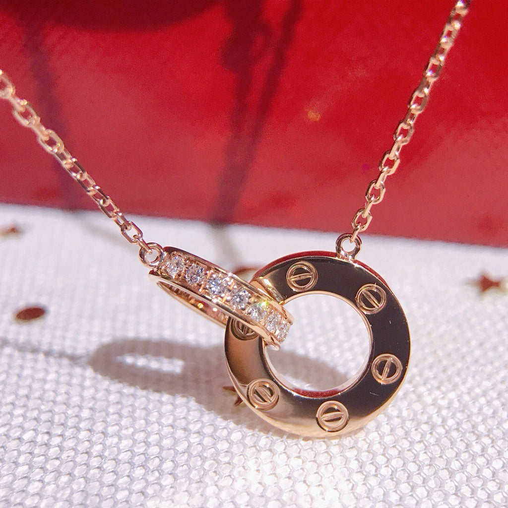 [AuraEcho]LOVE  FULL DIAMOND PENDANT NECKLACE