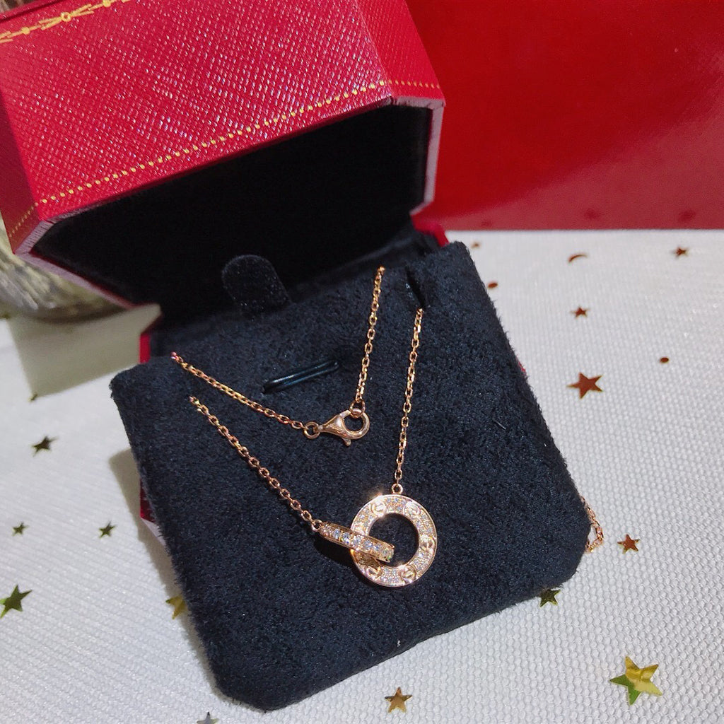 [AuraEcho]LOVE  FULL DIAMOND PENDANT NECKLACE