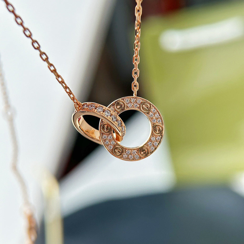 [AuraEcho]LOVE  FULL DIAMOND PENDANT NECKLACE