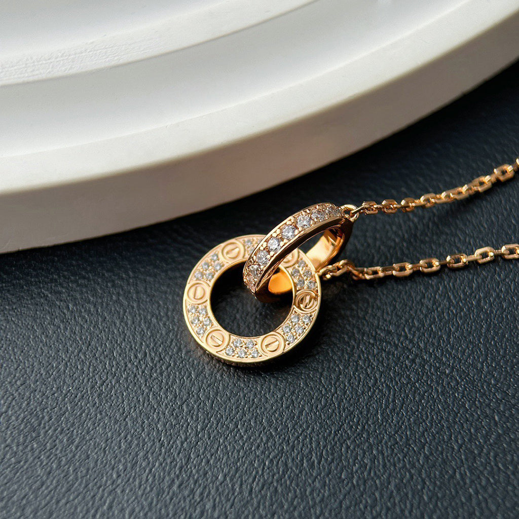 [AuraEcho]LOVE  FULL DIAMOND PENDANT NECKLACE