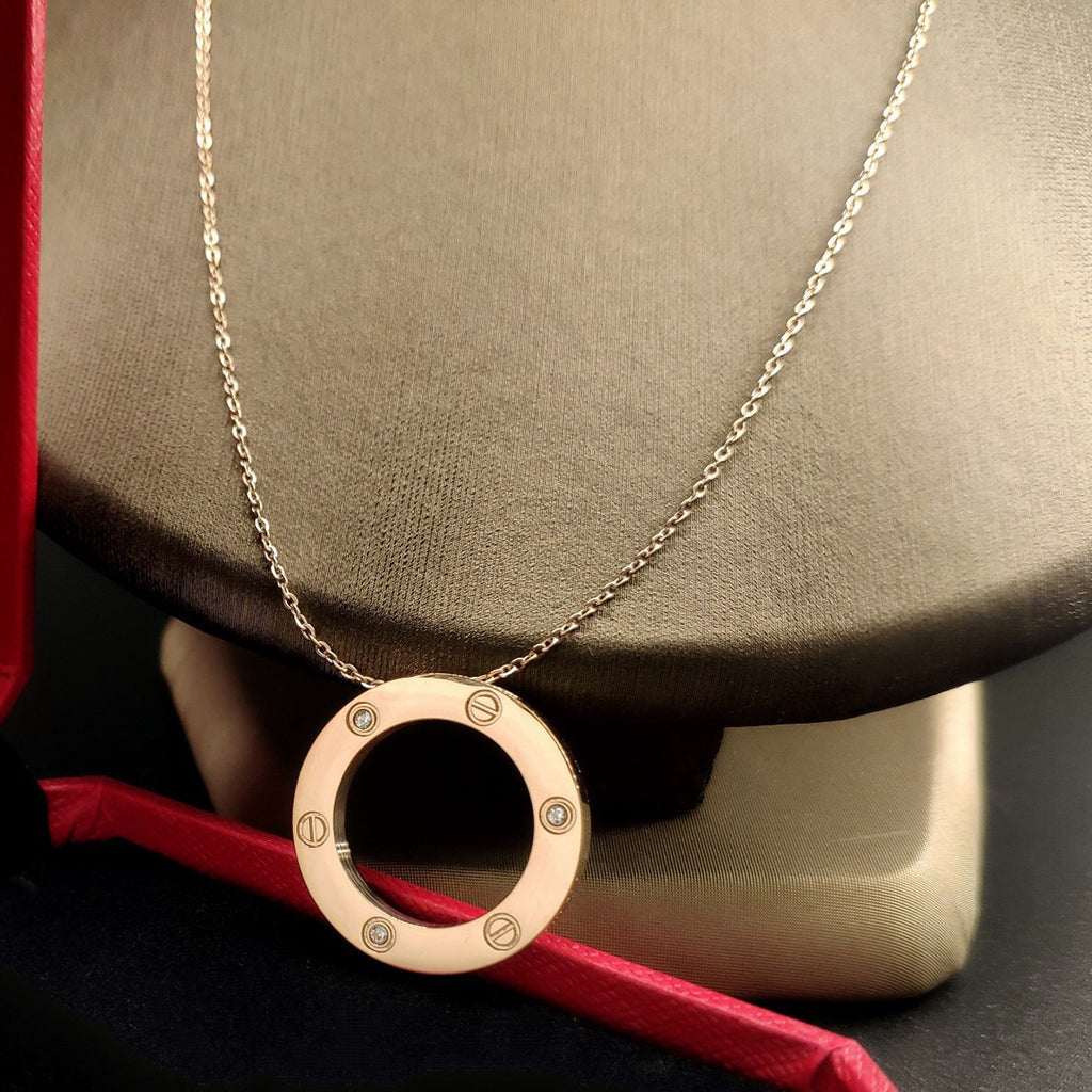 [AuraEcho]LOVE NECKLACE 16MM 3 DIAMONDS