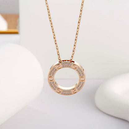 [AuraEcho]LOVE NECKLACE 16MM  FULL DIAMOND