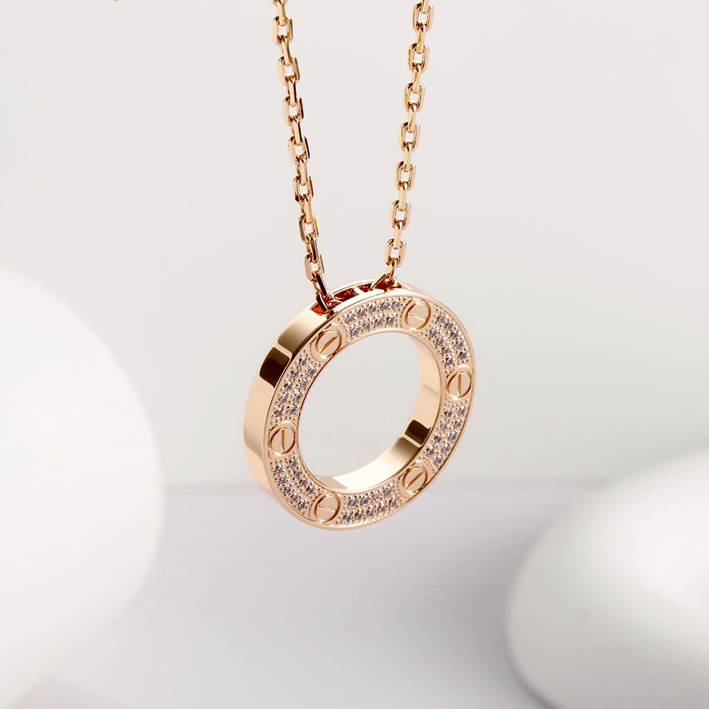 [AuraEcho]LOVE NECKLACE 16MM  FULL DIAMOND