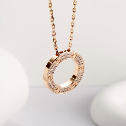 [AuraEcho]LOVE NECKLACE 16MM  FULL DIAMOND